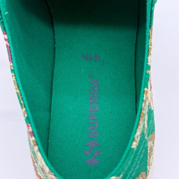 Superga Women’s 11 Green Red Fuchsia  Gold Floral Brocade Sneakers NWOT - Picture 2 of 14